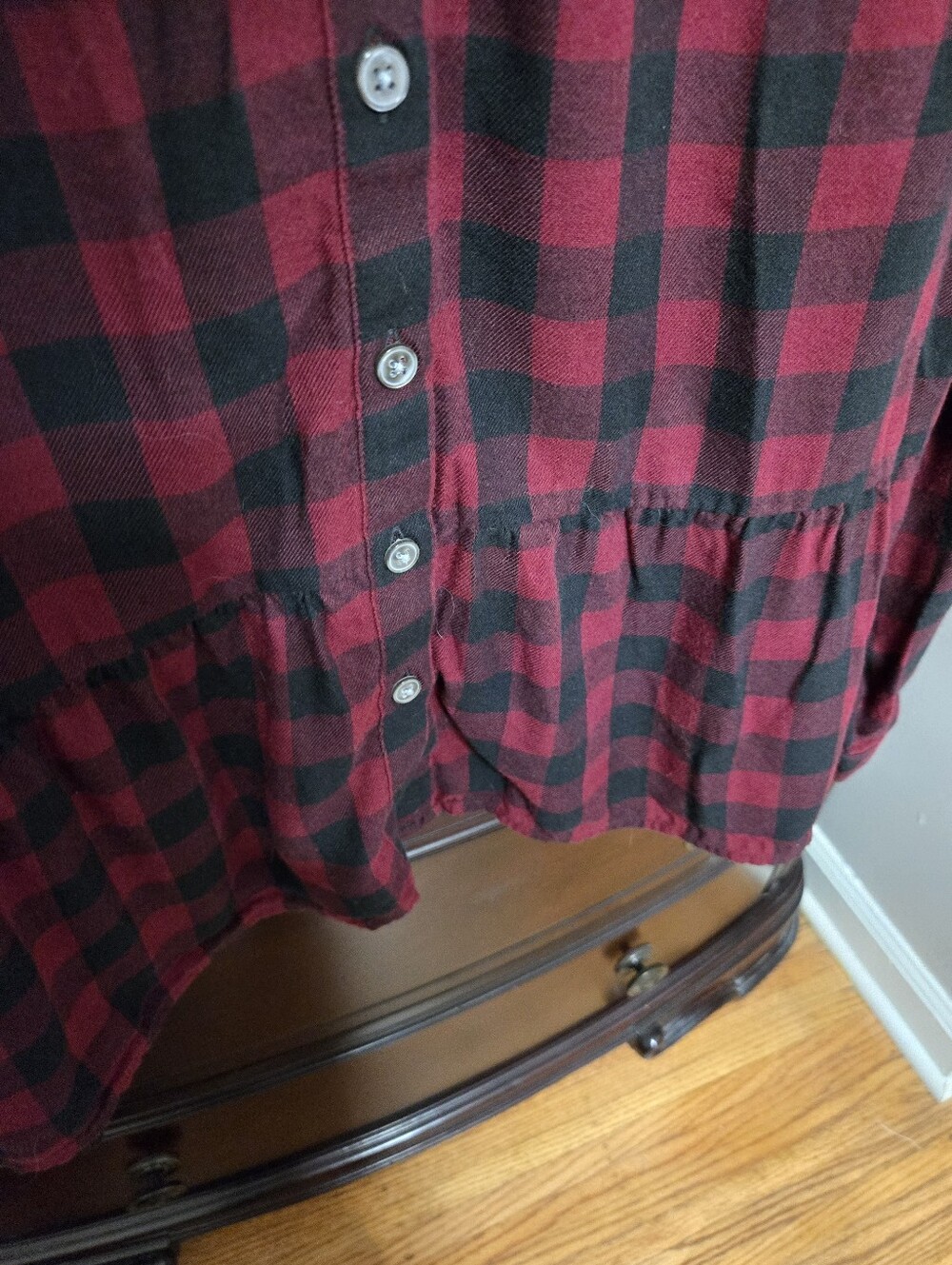 J. Jill Red and Black Plaid Button-Front Top - Picture 4 of 5